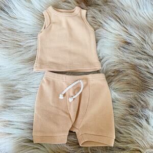 Little One Shop Orange Neutral Tank/Shorts Baby 0-3 Month Set Outfit